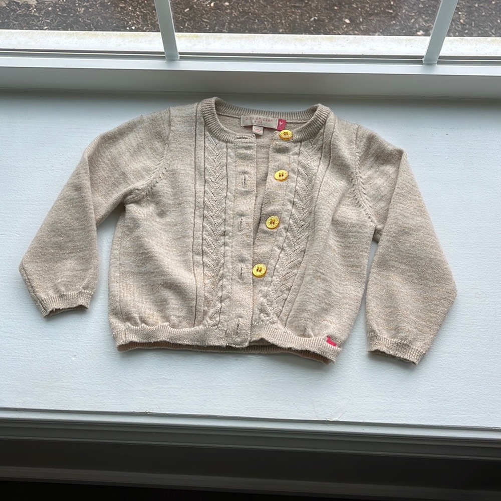 Pink Chicken gold cardigan.  Size 2